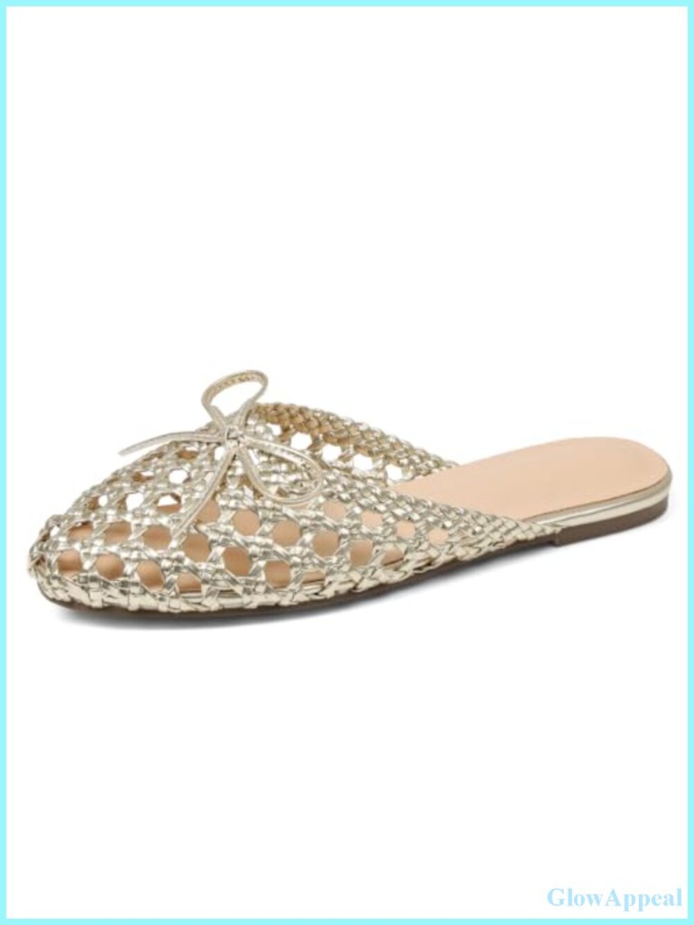 Woven Mesh Mule Flats for Women Slip-On Round Toe Slide Sandals